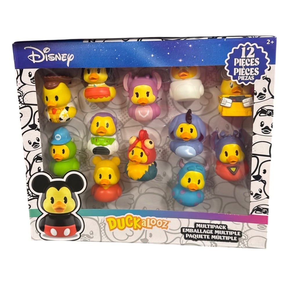 NEW Disney Duckalooz 12 Set Rubber Duck Figures Woody Buzz Eeyore Wall-E Sulley